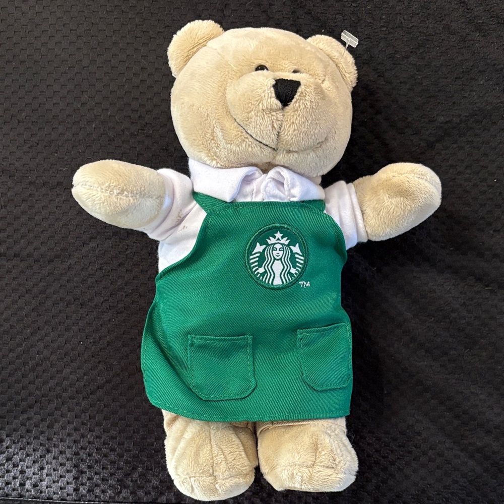 Collectable Starbucks Beige Plush Bear with Green Apron